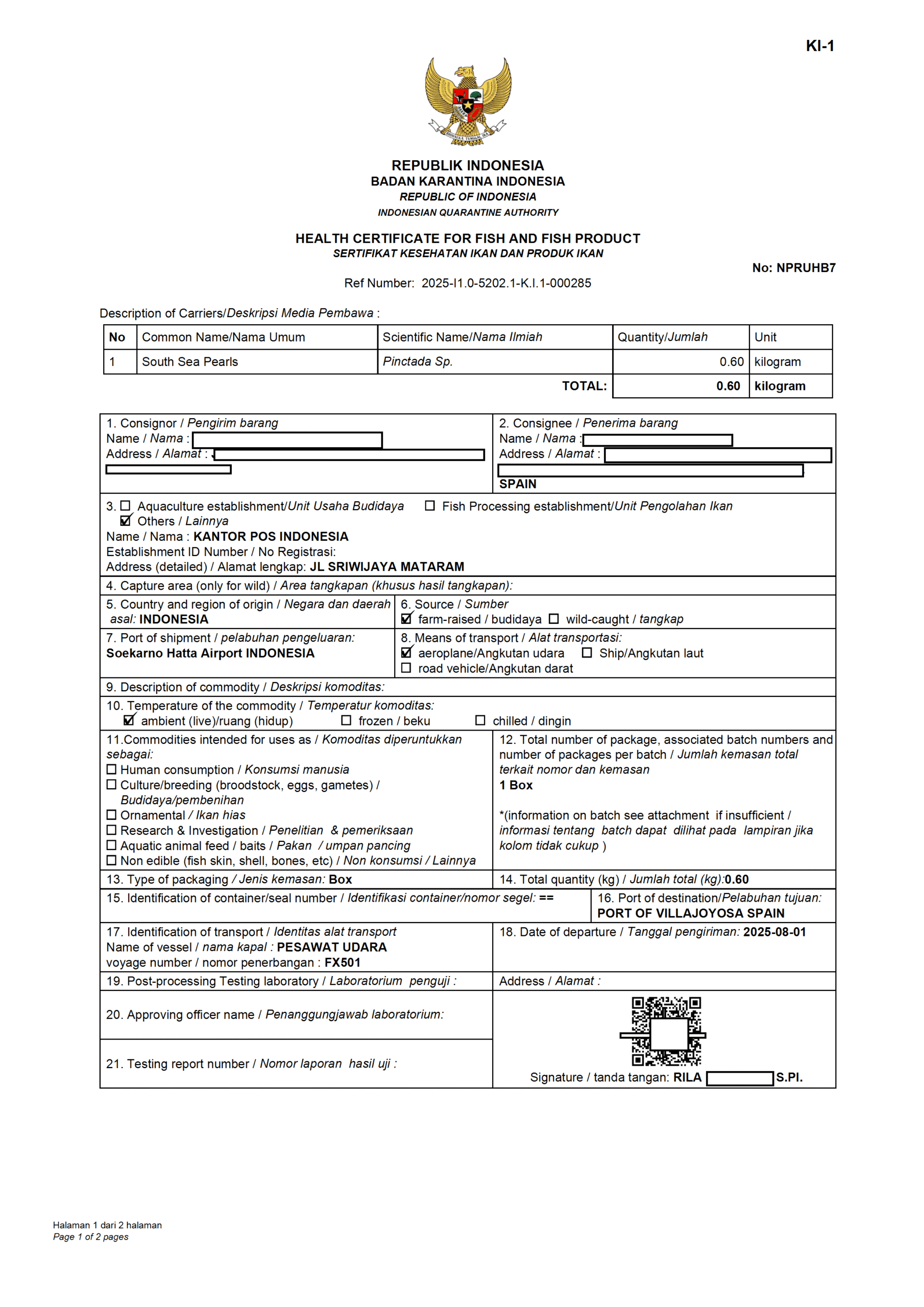 Pearl Export Document
